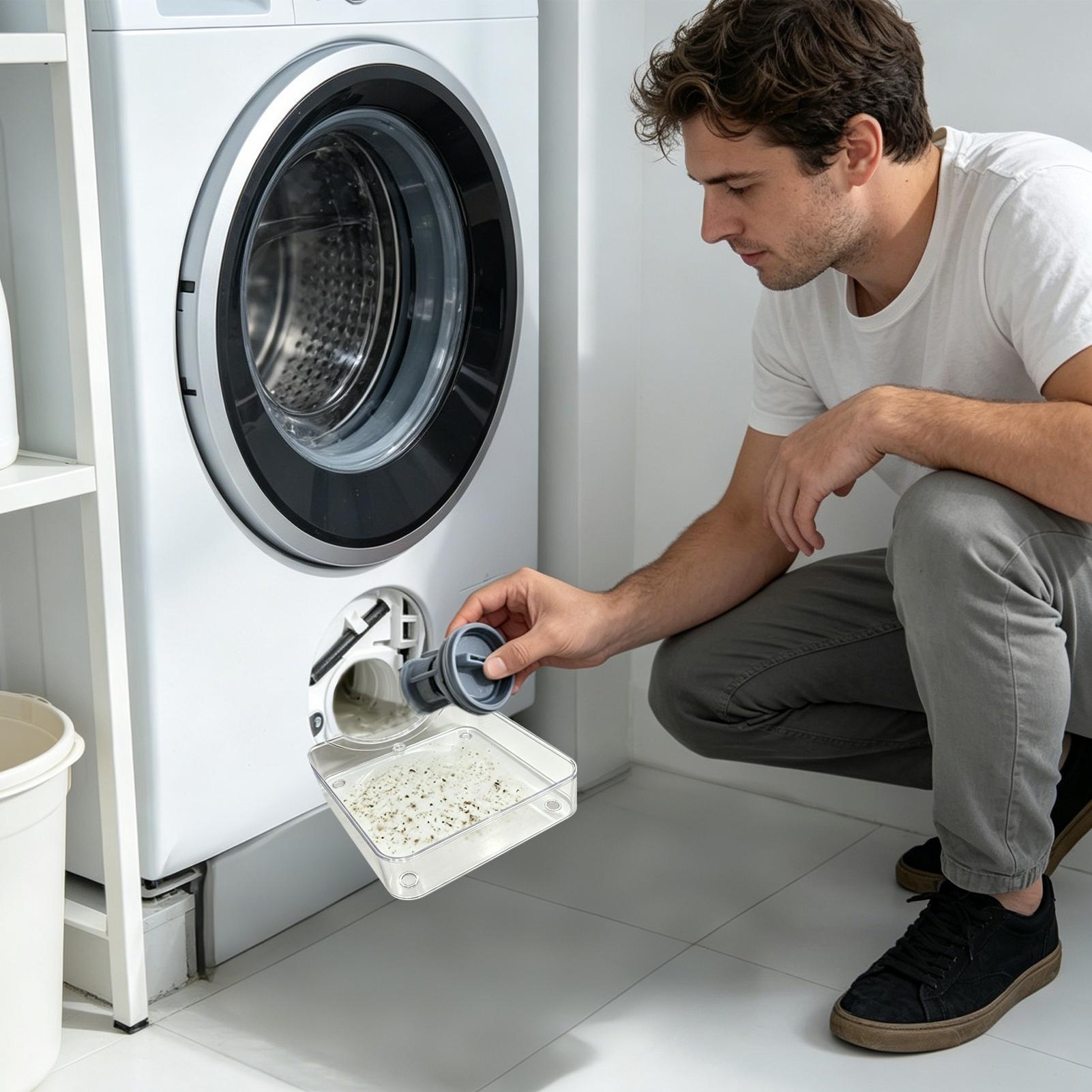 Laundry - ถาดรองน้ำสำหรับเครื่องซักผ้า กล่องเก็บน้ำป้องกันการรั่วซึม แผ่นกรองฝุ่นและถาดรองเก็บสิ่งแปลกปลอม อุปกรณ์ทำความสะอาดสำหรับซักผ้า