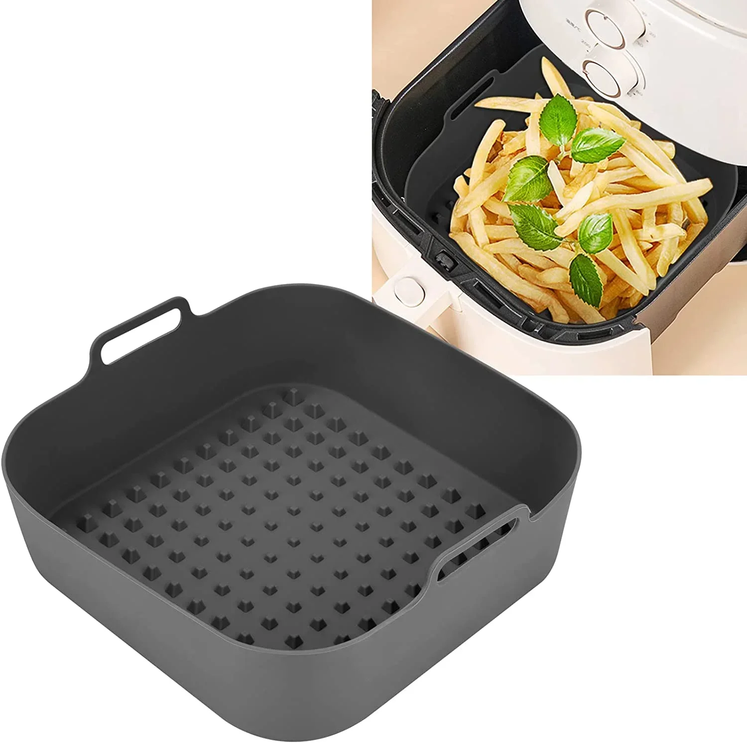 Air Fryer Silicone Pot Liner - Air Fryerหม้อซิลิโคนซิลิโคนหนาSquare Air Fryer Linersเปลี่ยนParchment LinerกระดาษAir