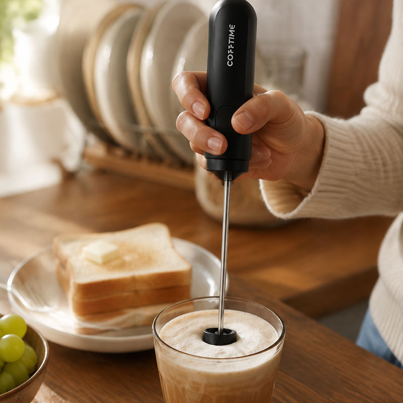 Electric Milk Frother Handheld - เครื่องตีฟองนมไฟฟ้า ช่วยตีฟองนมได้ง่ายดาย, แท่งตีฟองนมไฟฟ้า, อุปกรณ์ผสมสำหรับบาริสต้าในครัว, เครื่องตีไข่แบบมือถือ