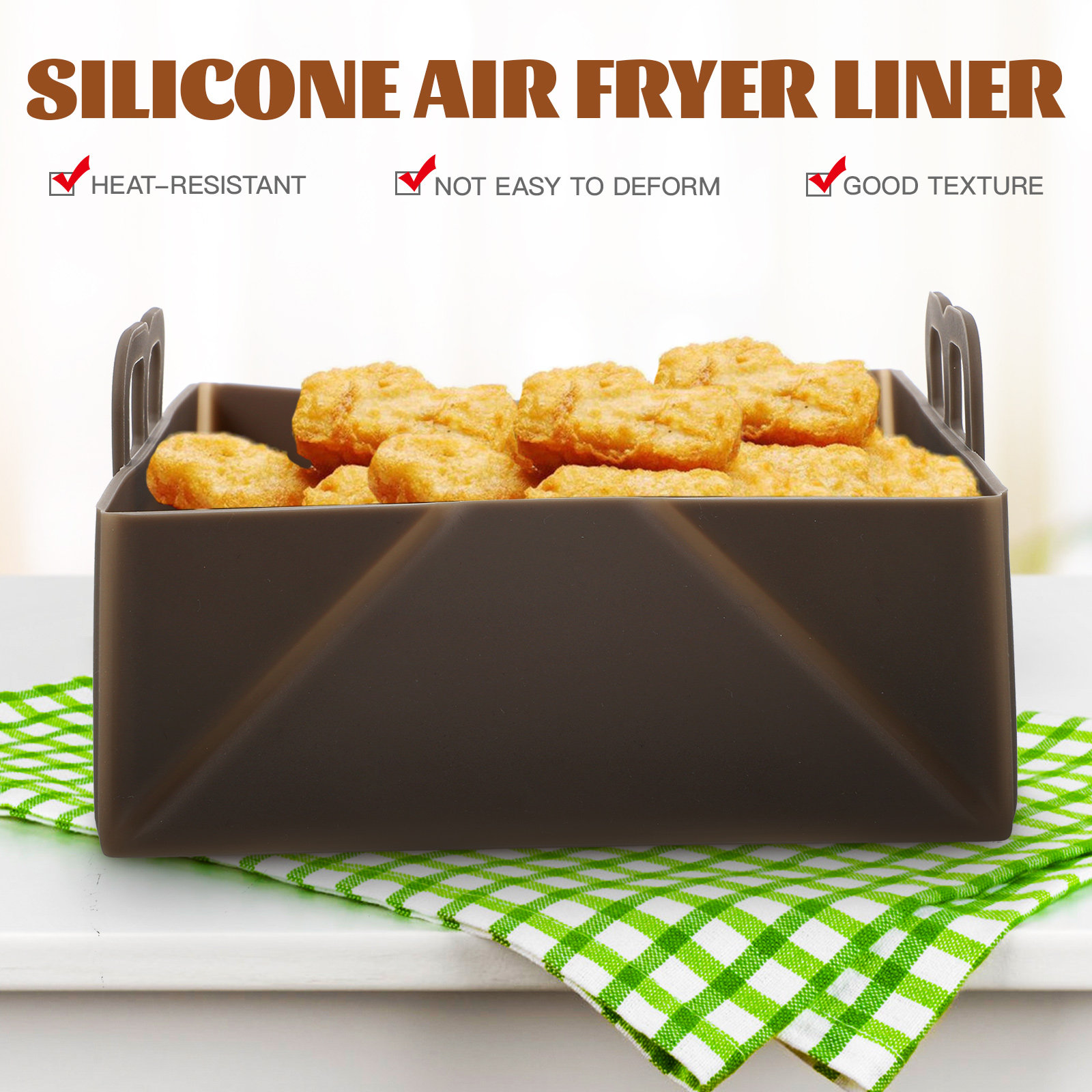 แผ่นรองซิลิโคนสำหรับหม้อทอดไร้ - Air Fryer Silicone Pot Liner บทวิจารณ์และราคา
